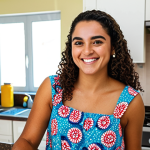 **

"A vibrant Brazilian woman, fully clothed in a colorful, modest sundress, smiling brightly while making brigadeiros in a modern, well-lit kitchen. Safe for work, appropriate content, family-friendly, professional photography, perfect anatomy, natural proportions. Background includes typical Brazilian kitchen elements."

**