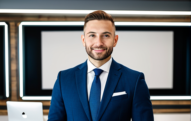 **Prompt:** A confident entrepreneur in a fully clothed, tailored business suit, standing in a modern co-working space, appropriate attire, safe for work, perfect anatomy, natural proportions, professional corporate headshot, high quality.